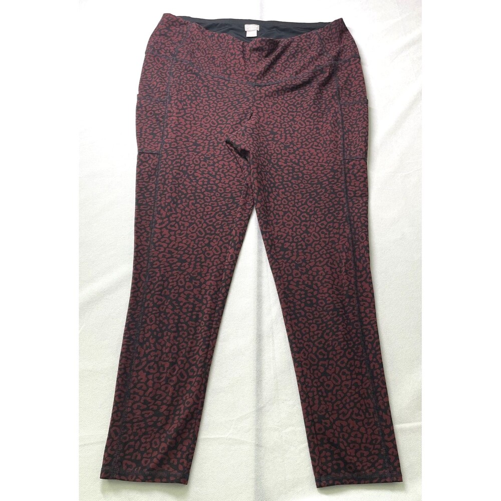 Chico's Zenergy Ankle Leggings Animal Print Red Black Women Size 3, 16/18